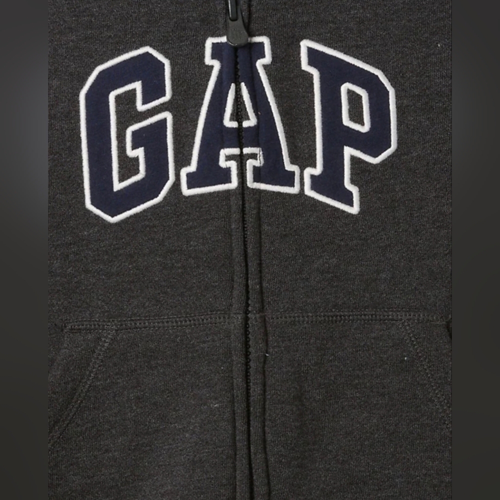 GAP Baby' Relaxed Logo Charcoal Zip Hoodie, Size 6-12m, New - Picture 3 of 3